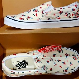 Vans. Cream floral. Size 7